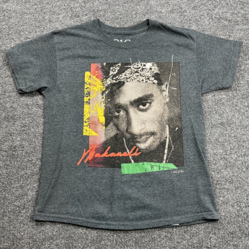 2Pac Makaveli T Shirt Mens Medium Gray Hip Hop Rap Graphic Tee